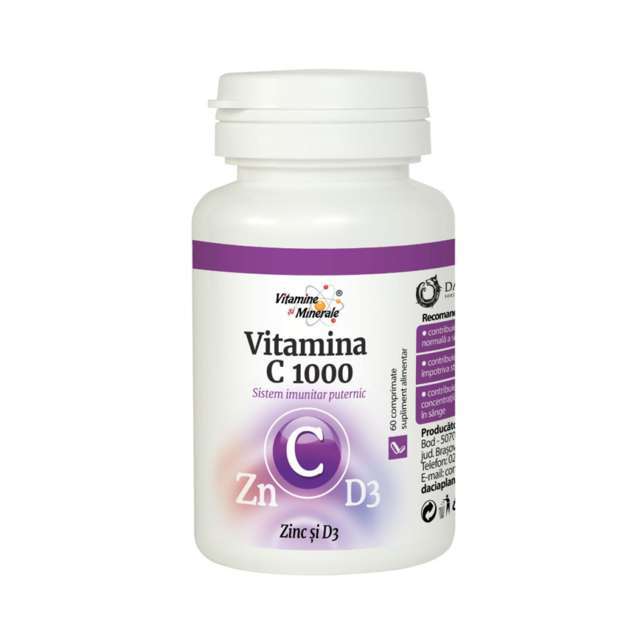 Vitamina C1000 cu Zinc si D3, 60 comprimate, Daca Plant